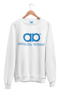 Awayday Sweater - White (Royal Blue logo)